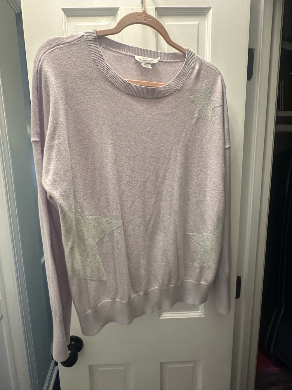 Vineyard Vines Light Lavender Crewneck Sweater with Gray Stars